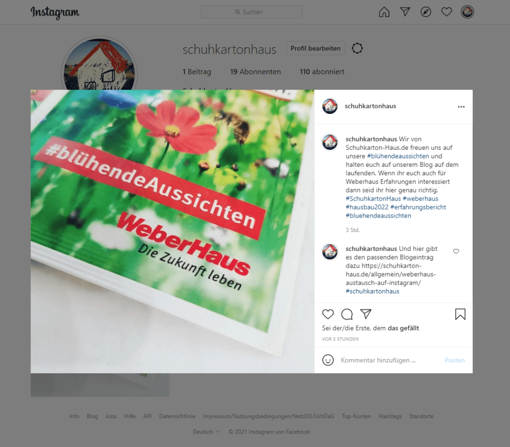Austausch zu Weberhaus auf Instagram